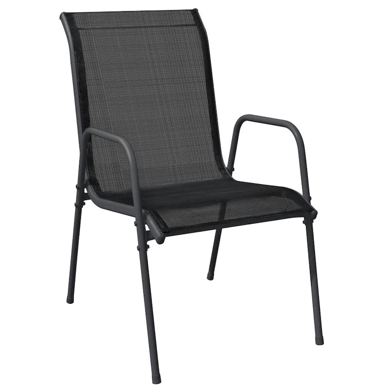 vidaXL Patio Chairs Outdoor Stack Chair for Patio Steel and Textilene Black