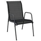 vidaXL Patio Chairs Outdoor Stack Chair for Patio Steel and Textilene Black
