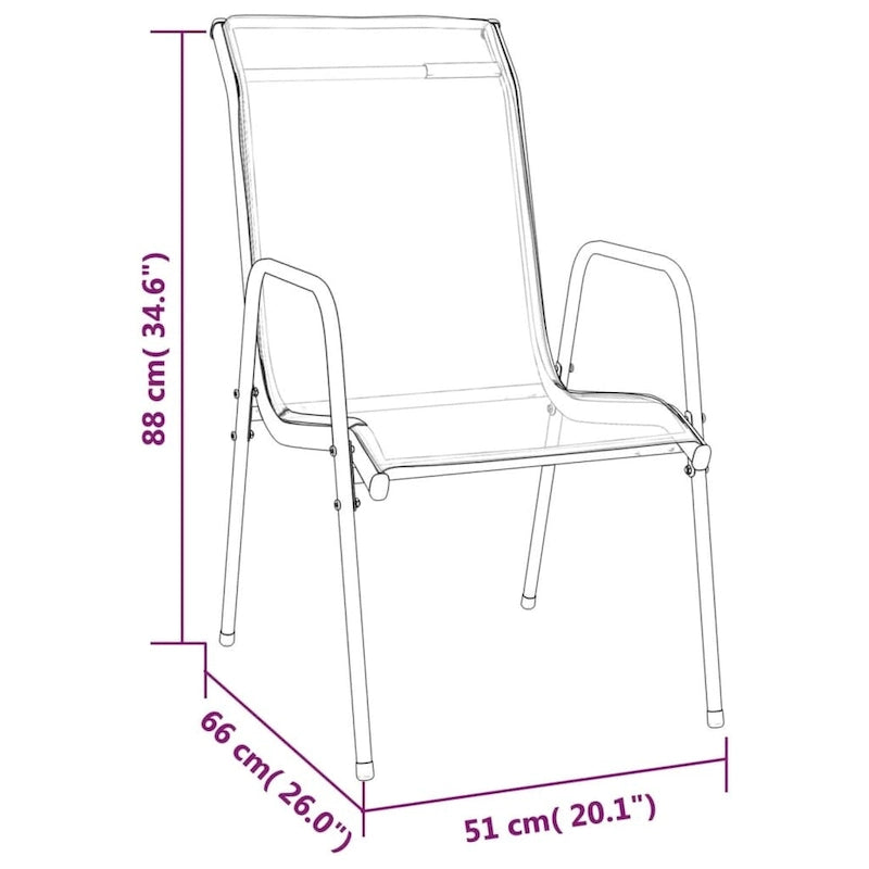 vidaXL Patio Chairs Outdoor Stack Chair for Patio Steel and Textilene Black
