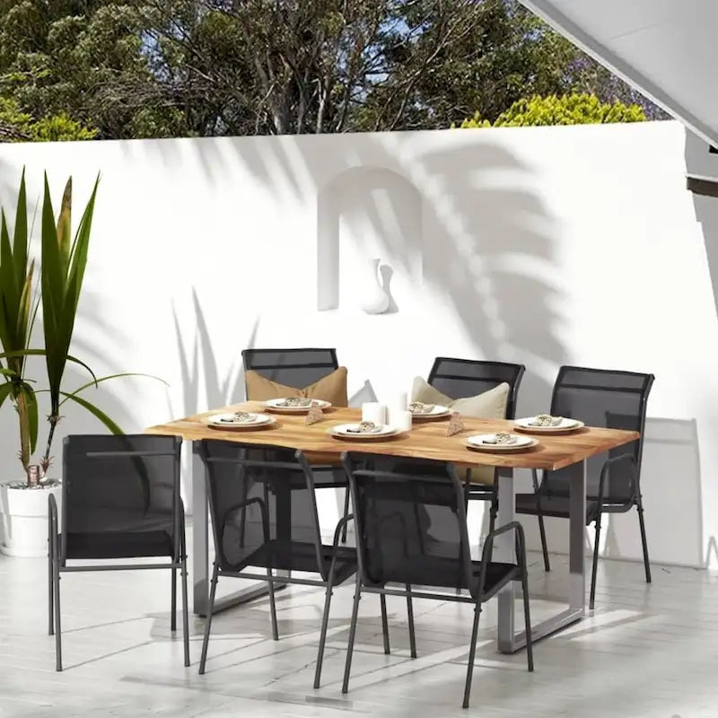 vidaXL Patio Chairs Outdoor Stack Chair for Patio Steel and Textilene Black