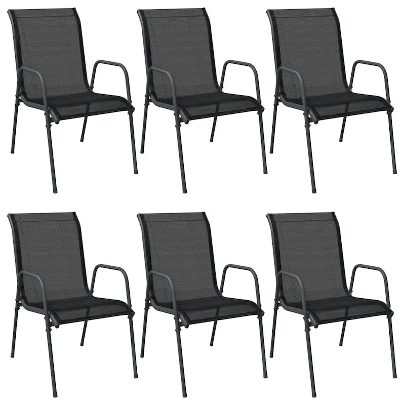 vidaXL Patio Chairs Outdoor Stack Chair for Patio Steel and Textilene Black