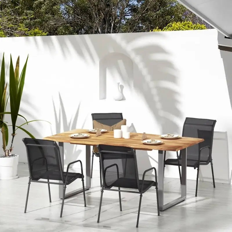 vidaXL Patio Chairs Outdoor Stack Chair for Patio Steel and Textilene Black