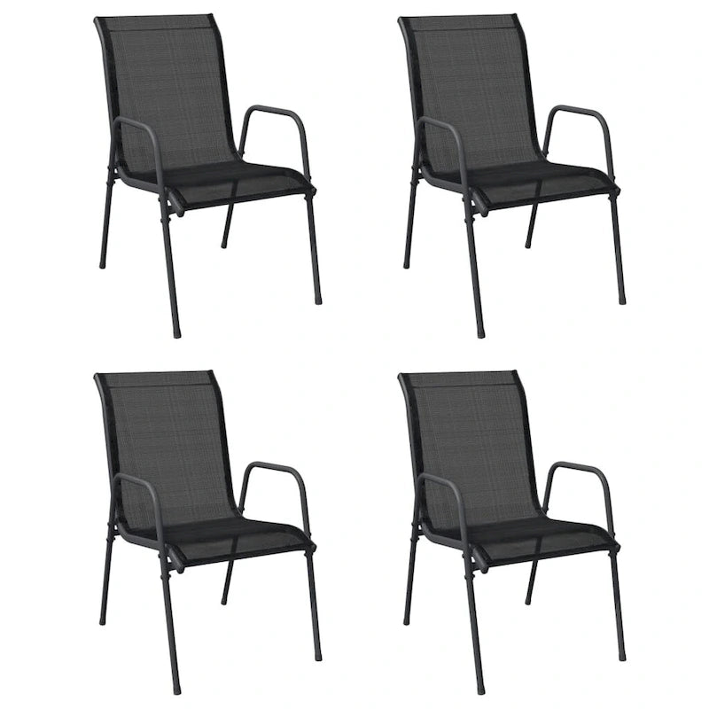 vidaXL Patio Chairs Outdoor Stack Chair for Patio Steel and Textilene Black