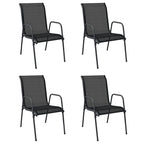 vidaXL Patio Chairs Outdoor Stack Chair for Patio Steel and Textilene Black