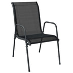 vidaXL Patio Chairs Outdoor Stack Chair for Patio Steel and Textilene Black