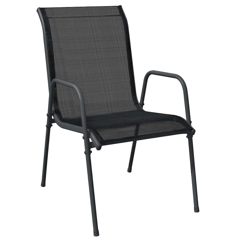 vidaXL Patio Chairs Outdoor Stack Chair for Patio Steel and Textilene Black