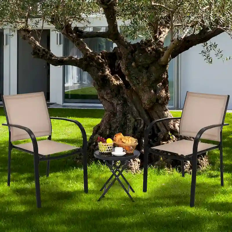 Gymax 4PCS Stackable Patio Dining Chair w/ Steel Frame & Quick-drying - See Details