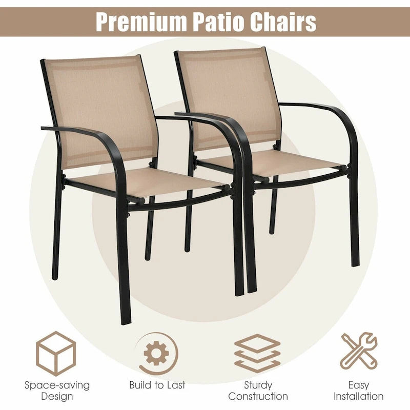 Gymax 4PCS Stackable Patio Dining Chair w/ Steel Frame & Quick-drying - See Details