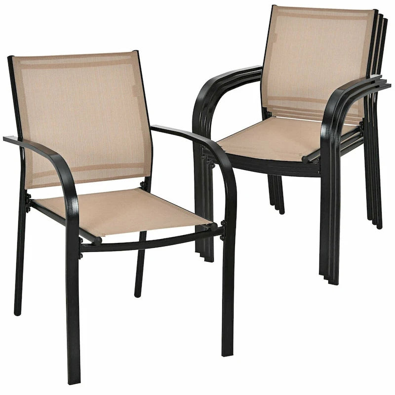 Gymax 4PCS Stackable Patio Dining Chair w/ Steel Frame & Quick-drying - See Details