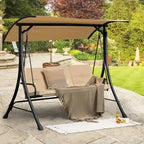 Costway 3-Seat Outdoor Porch Swing Adjustable Canopy Padded Cushions - See Details