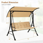 Costway 3-Seat Outdoor Porch Swing Adjustable Canopy Padded Cushions - See Details
