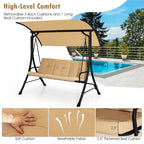 Costway 3-Seat Outdoor Porch Swing Adjustable Canopy Padded Cushions - See Details