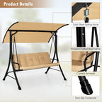 Costway 3-Seat Outdoor Porch Swing Adjustable Canopy Padded Cushions - See Details