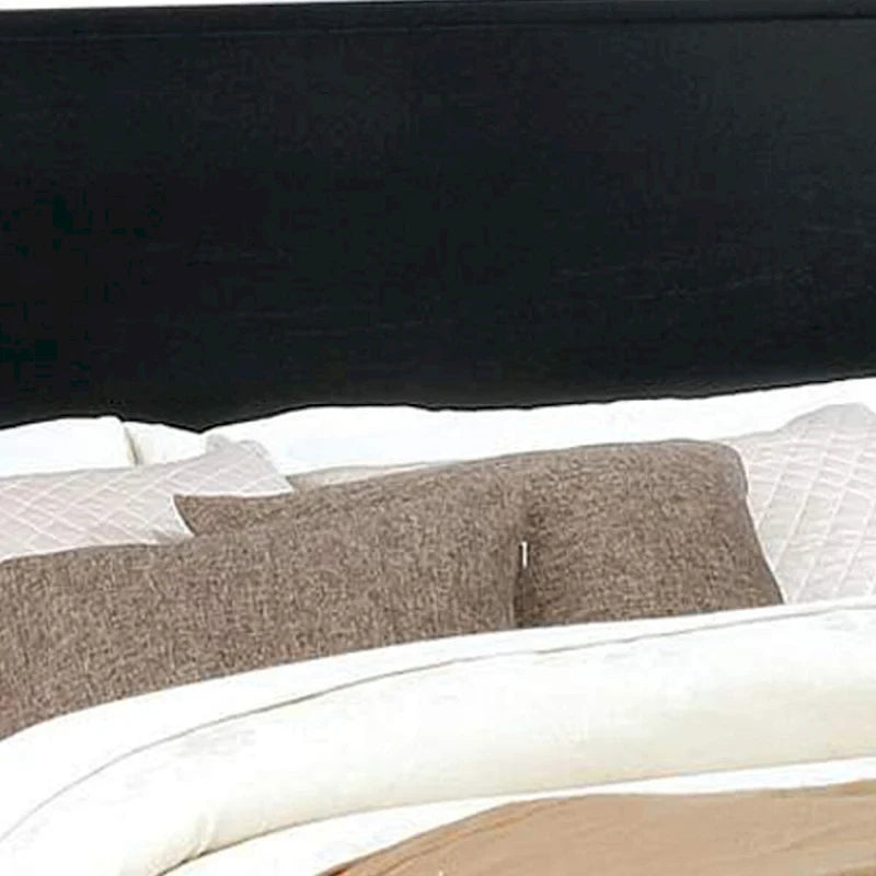 Wooden California King Size Bed with Panel Headboard, Black