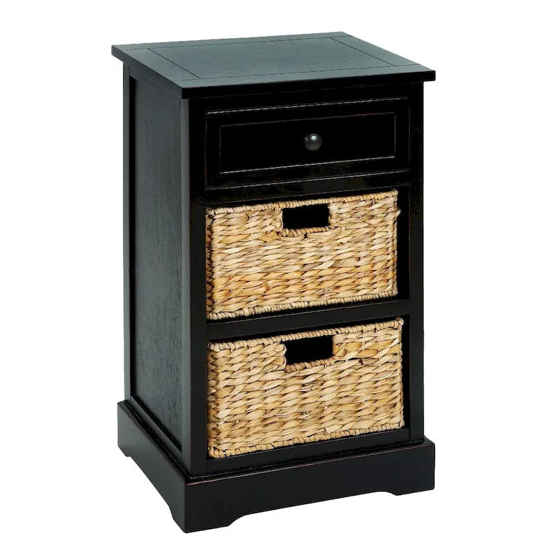  3-drawer Storage Wood Side Table Nightstand