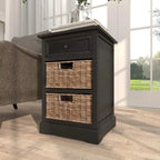 3-drawer Storage Wood Side Table Nightstand