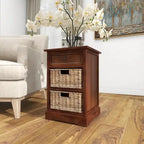 3-drawer Storage Wood Side Table Nightstand