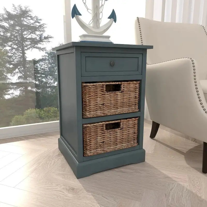 3-drawer Storage Wood Side Table Nightstand