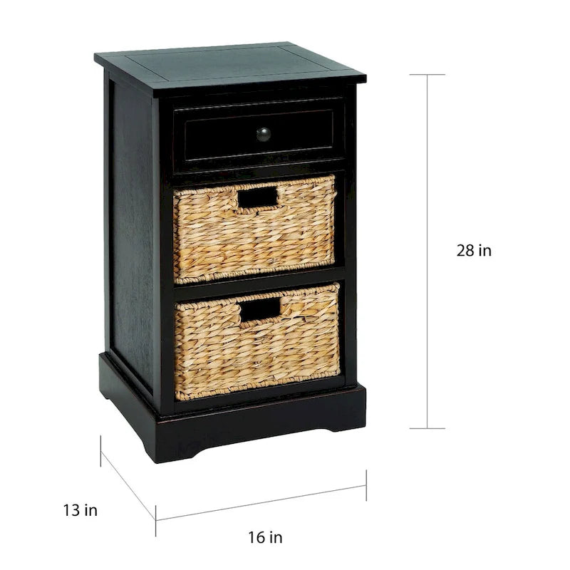 3-drawer Storage Wood Side Table Nightstand