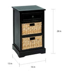 3-drawer Storage Wood Side Table Nightstand