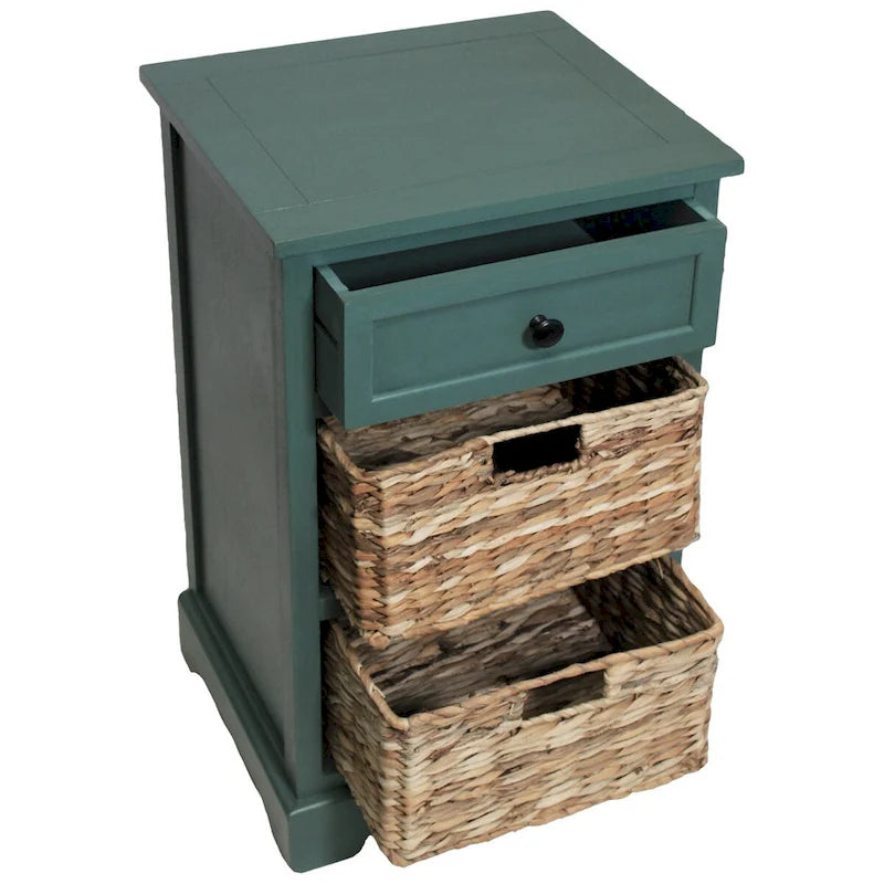 3-drawer Storage Wood Side Table Nightstand