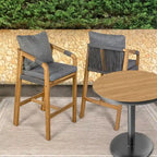 Annecy Modern Coastal Tub Roped Acacia Wood Outdoor Bar Stool with Cushions and Armrests, (Set of 2) by JONATHAN Y