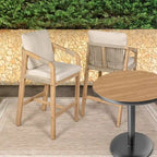 Annecy Modern Coastal Tub Roped Acacia Wood Outdoor Bar Stool with Cushions and Armrests, (Set of 2) by JONATHAN Y