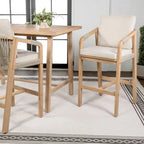 Annecy Modern Coastal Tub Roped Acacia Wood Outdoor Bar Stool with Cushions and Armrests, (Set of 2) by JONATHAN Y