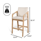 Annecy Modern Coastal Tub Roped Acacia Wood Outdoor Bar Stool with Cushions and Armrests, (Set of 2) by JONATHAN Y