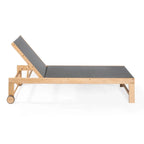 Barclay Coastal Modern Acacia Wood Mesh 3-Position Outdoor Chaise Lounge Set with Side Table, by JONATHAN Y
