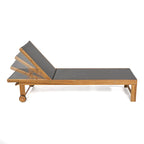 Barclay Coastal Modern Acacia Wood Mesh 3-Position Outdoor Chaise Lounge Set with Side Table, by JONATHAN Y