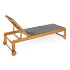 Barclay Coastal Modern Acacia Wood Mesh 3-Position Outdoor Chaise Lounge Set with Side Table, by JONATHAN Y