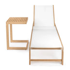 Barclay Coastal Modern Acacia Wood Mesh 3-Position Outdoor Chaise Lounge Set with Side Table, by JONATHAN Y
