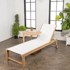 Barclay Coastal Modern Acacia Wood Mesh 3-Position Outdoor Chaise Lounge Set with Side Table, by JONATHAN Y