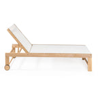 Barclay Coastal Modern Acacia Wood Mesh 3-Position Outdoor Chaise Lounge Set with Side Table, by JONATHAN Y