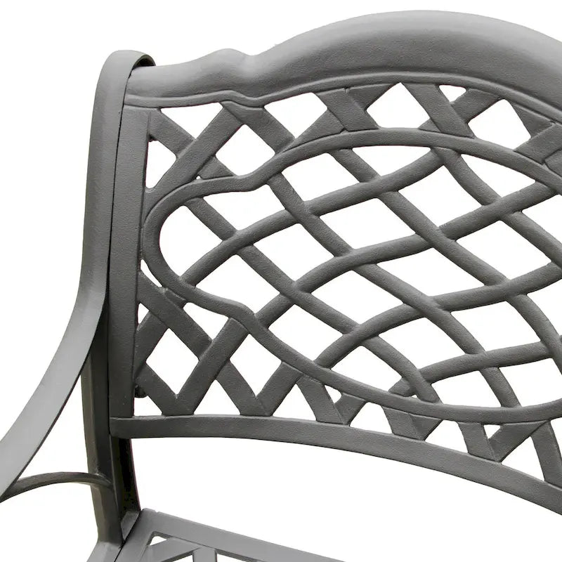 Ornate Traditional Outdoor Cast Aluminum Black Patio Dining Chair