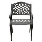 Ornate Traditional Outdoor Cast Aluminum Black Patio Dining Chair
