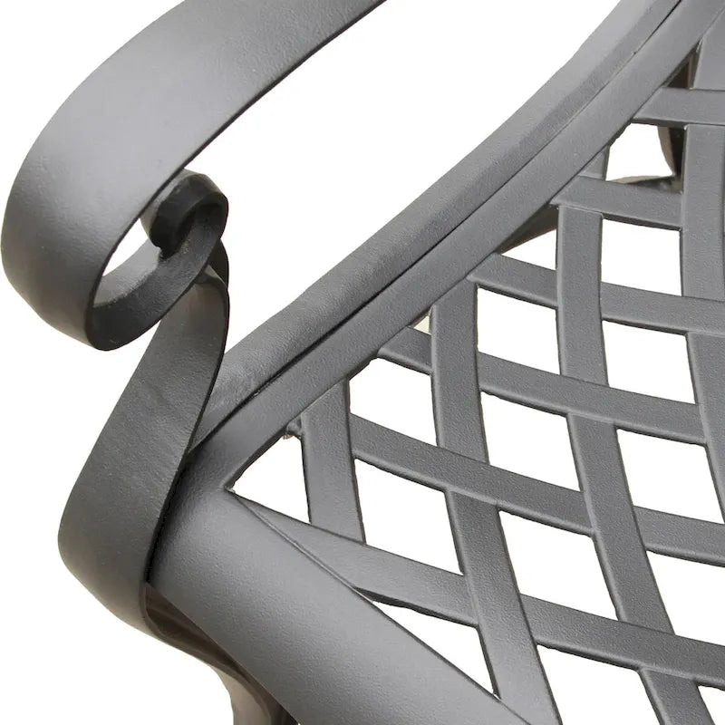 Ornate Traditional Outdoor Cast Aluminum Black Patio Dining Chair