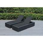 Ohana Outdoor Patio 2 Piece Black Wicker Chaise Lounge Set - No Assembly