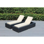 Ohana Outdoor Patio 2 Piece Black Wicker Chaise Lounge Set - No Assembly