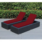 Ohana Outdoor Patio 2 Piece Black Wicker Chaise Lounge Set - No Assembly