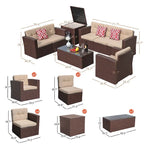 Outdoor 8 Pieces Wicker Sectional Sofa Set w/ Storage Box