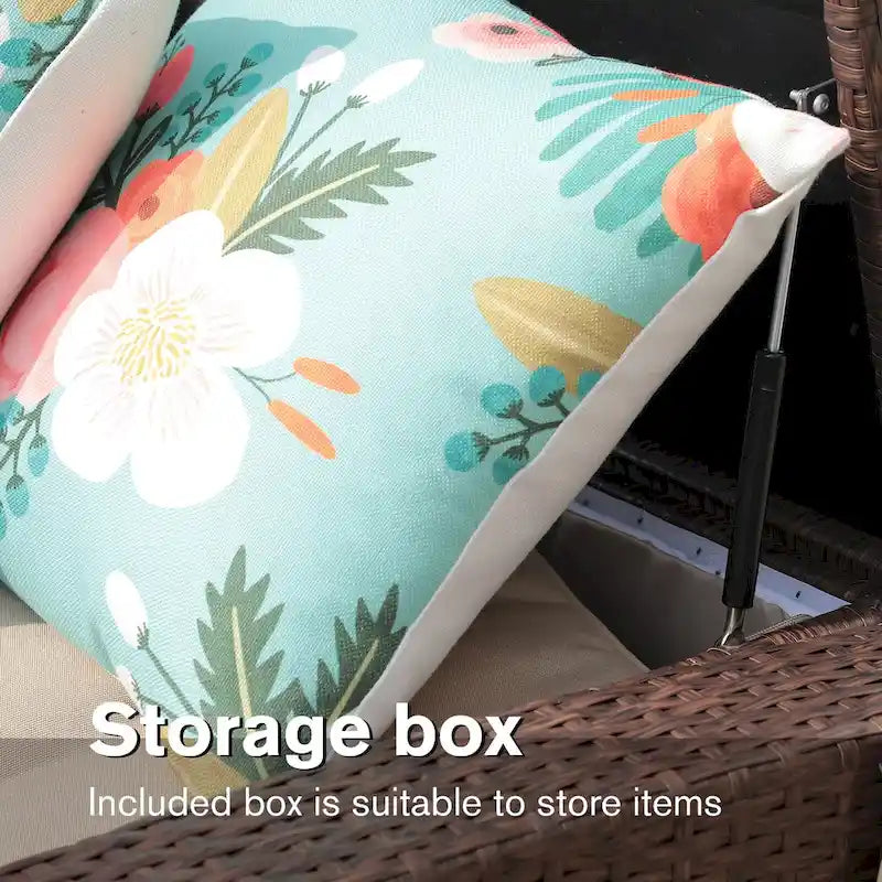 Outdoor 8 Pieces Wicker Sectional Sofa Set w/ Storage Box