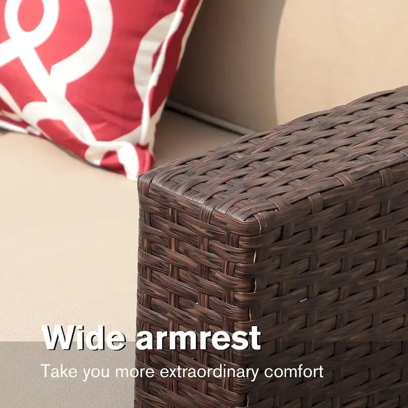 Outdoor 8 Pieces Wicker Sectional Sofa Set w/ Storage Box