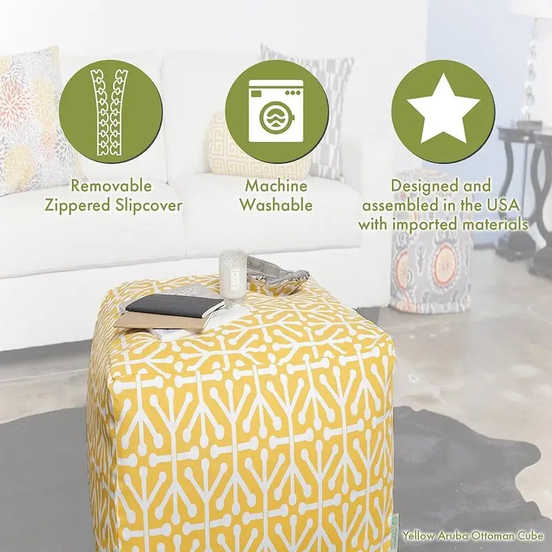 Majestic Home Goods Trellis Pattern Indoor/ Outdoor Pouf Ottoman