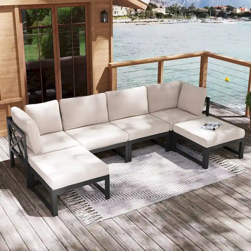 VredHom Outdoor Patio Daybed Patio Sectional Sofa Conversation Set