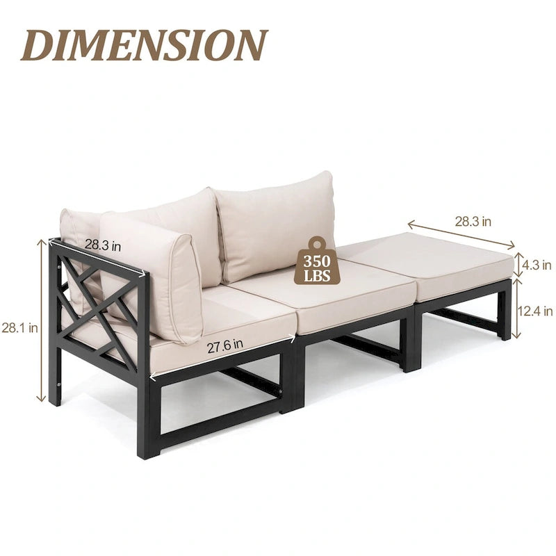 VredHom Outdoor Patio Daybed Patio Sectional Sofa Conversation Set