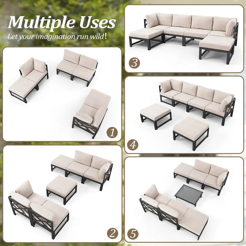 VredHom Outdoor Patio Daybed Patio Sectional Sofa Conversation Set