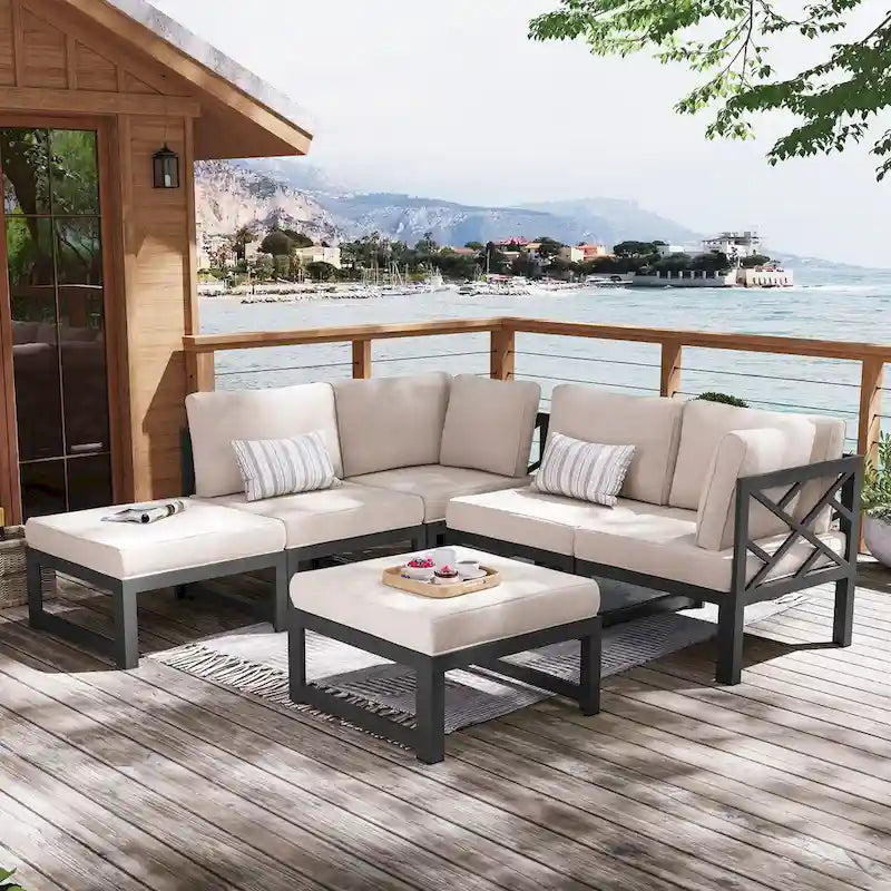 VredHom Outdoor Patio Daybed Patio Sectional Sofa Conversation Set