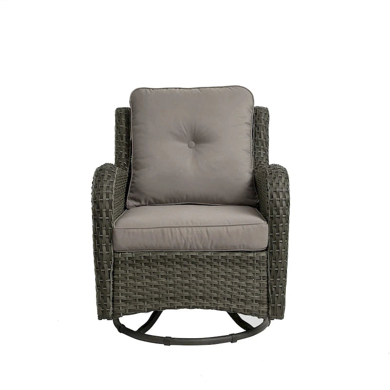 Outdoor Rattan Wicker Swivel Rocking Chair With Cushions